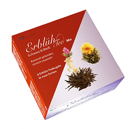Creano Flowering Tea Mix - Blooming Tea in Elegant Gift Box White & Black Tea (6 Different Varieties Tea Roses) from Creano GmbH, In der Wanne 1, 31832 Springe, Germany