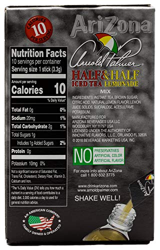 AriZona Arnold Palmer Half Lemonade Half Iced Tea Stix, 10 Count Per Box (Pack of 6), Low Calorie Single Serving Drink Powder Packets, Just Add Water for a Deliciously Refreshing Iced Tea Beverage from AriZona