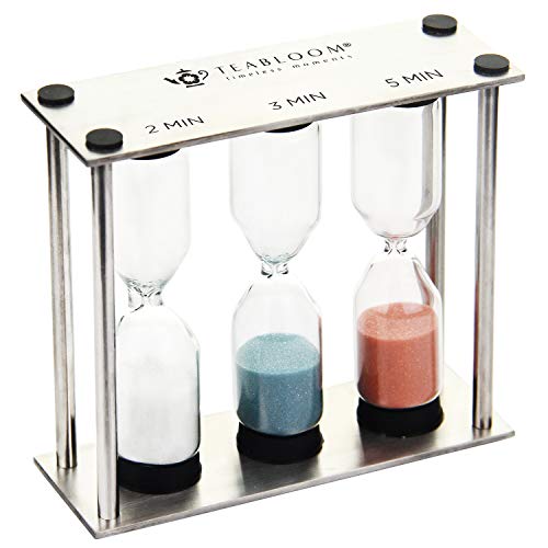Teabloom Trio Tea Timer - 2 Minutes for Light-Strength White/Green Teas, 3 Minutes for Medium-Strength Black/Oolong Teas, and 5 Minutes for Full-Strength Black/Oolong/Herbal Teas from Teabloom