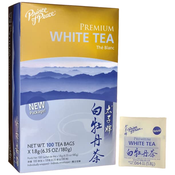 Prince of Peace Premium White Tea, 100 Tea Bags â White Tea Bags â Prince of Peace â White Peony Tea â Camellia Sinensis Tea Bags â Prince of Peace Tea â Premium Grade Tea by Prince of Peace