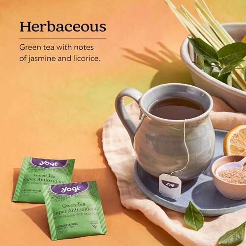 Yogi Tea - Green Tea Super Antioxidant (6 Pack) - Supports Overall Health with Licorice Root, Lemongrass, and Jasmine - Contains Caffeine - 96 Organic Green Tea Bags from Yogi
