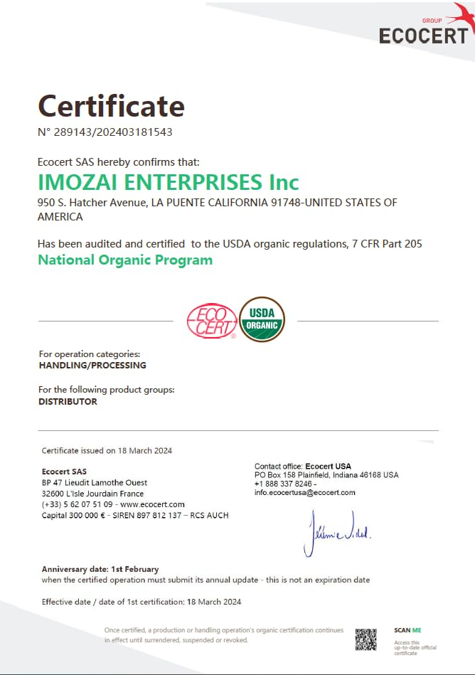 Imozai Organic Green Tea Bags 100 Count Individually Wrapped by Imozai enterprises inc