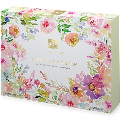 Teabloom Flowering Tea Chest - Finest Quality Blooming Tea Collection - 12 Best-Selling Varieties of Flowering Teas Packaged in Beautiful Gift-Ready Tea Box from Teabloom