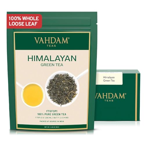 VAHDAM, Himalayan Green Tea Leaves (50+ Cups) I 100% NATURAL Green Tea I POWERFUL ANTIOXIDANTS I Best for Detox I Kombucha Tea I Pure Green Tea Loose-Leaf, 3.53 oz from Vahdam