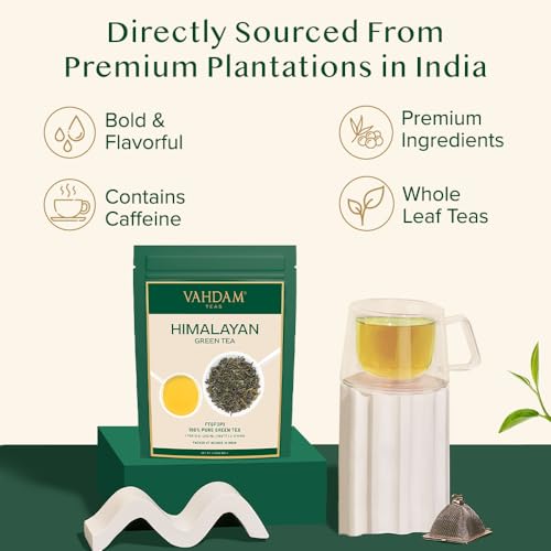 VAHDAM, Himalayan Green Tea Leaves (50+ Cups) I 100% NATURAL Green Tea I POWERFUL ANTIOXIDANTS I Best for Detox I Kombucha Tea I Pure Green Tea Loose-Leaf, 3.53 oz from Vahdam