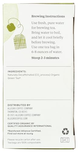 Allegro Tea, Organic Decaf Green Tea Bags, 20 ct by Whole Foods Market