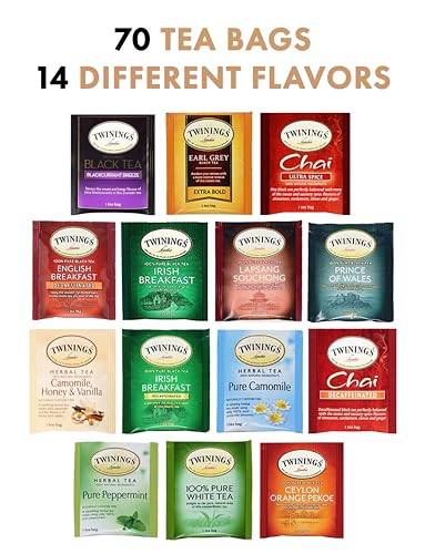 Twinings Tea Bags Sampler Assortment Box - 80 COUNT - Perfect Variety Pack in Bamboo Gift Box - Gift for Family, Friends, Coworkers - English Breakfast, English Afternoon, Green Tea, Early Grey, Chamo by EVA'S GIFT UNIVERSE