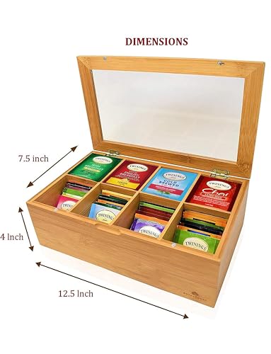 Twinings Tea Bags Sampler Assortment Box - 80 COUNT - Perfect Variety Pack in Bamboo Gift Box - Gift for Family, Friends, Coworkers - English Breakfast, English Afternoon, Green Tea, Early Grey, Chamo by EVA'S GIFT UNIVERSE