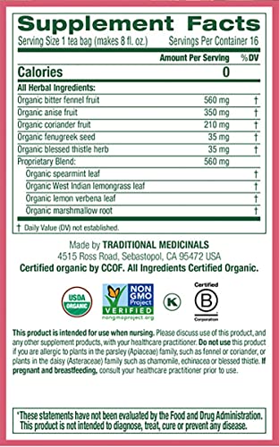 Traditional Medicinals Mother's Milk, Women's Tea, Organic, 16 CT (Pack - 3) by Traditional Medicinals.
