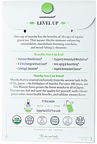 Dr. Weil Matcha Kari Superior Japanese Matcha Green Tea Sticks - Organic Ceremonial Grade Powder Single Serve Packets - 1.5 Gram Individual Packs Matcha Stick Singles (12 Sticks) by Matcha Kari