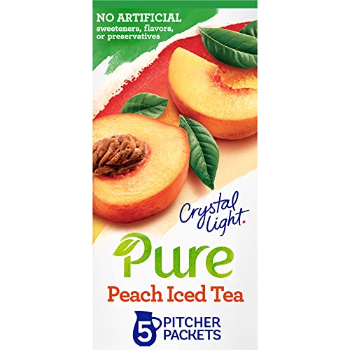 Crystal Light Pure Peach Iced Tea Naturally Flavored Powdered Drink Mix with No Artificial Sweeteners (5 ct Pitcher Packets) from Kraft-Heinz