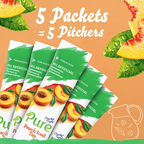 Crystal Light Pure Peach Iced Tea Naturally Flavored Powdered Drink Mix with No Artificial Sweeteners (5 ct Pitcher Packets) from Kraft-Heinz