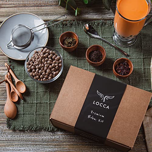 Locca Premium Boba Tea Kit (24+ Drinks) with Boba Cards, Loose Leaf Teas, Tapioca Pearls (Boba) DIY Boba Kit with Thai, Jasmine, Black (Thai Bliss Edition) from Locca