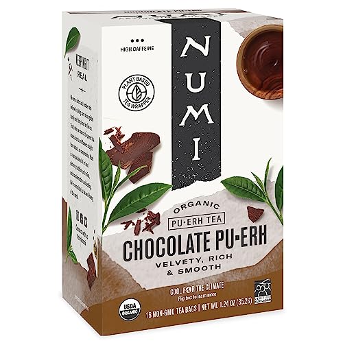 Numi Organic Tea Chocolate Pu-erh, 16 Count Box of Tea Bags, Black Tea by Numi