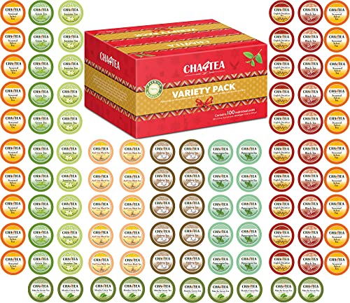 Cha4TEA 100-Count Variety Sampler Pack for Keurig K-Cup Brewers, 10 Flavors from 