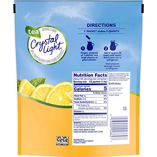 Crystal Light Natural Lemon Iced Tea 16 Pitcher Packs Makes 32 Quarts - 2 Pack by 