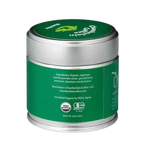 Chamberlain Coffee 100% Organic Matcha Japanese Green Tea Powder, Vegan, Gluten-Free 1oz tin by Chamberlain Coffee