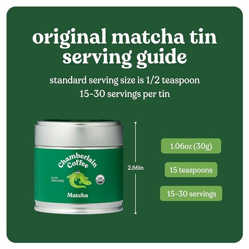 Chamberlain Coffee 100% Organic Matcha Japanese Green Tea Powder, Vegan, Gluten-Free 1oz tin by Chamberlain Coffee