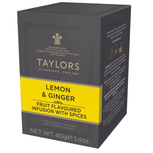 Taylors of Harrogate Lemon & Ginger Herbal Tea, 20 Count by TAYLORS OF HARROGATE
