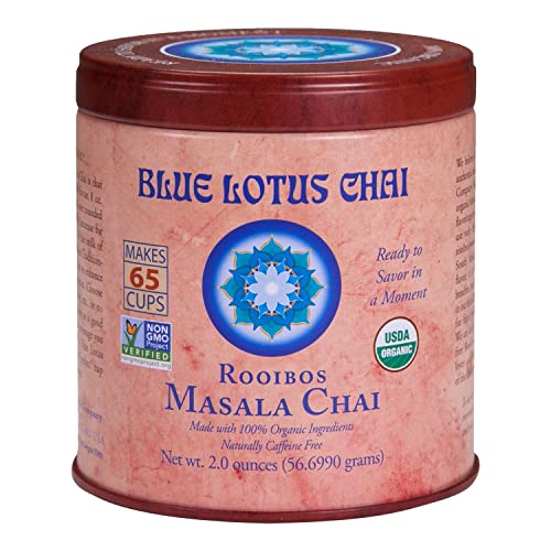 Blue Lotus Chai - Rooibos Flavor Masala Chai - Makes 65 Cups - 2 Ounce Masala Spiced Chai Powder with Organic Spices - Instant Indian Tea No Steeping - No Gluten by BLUE LOTUS