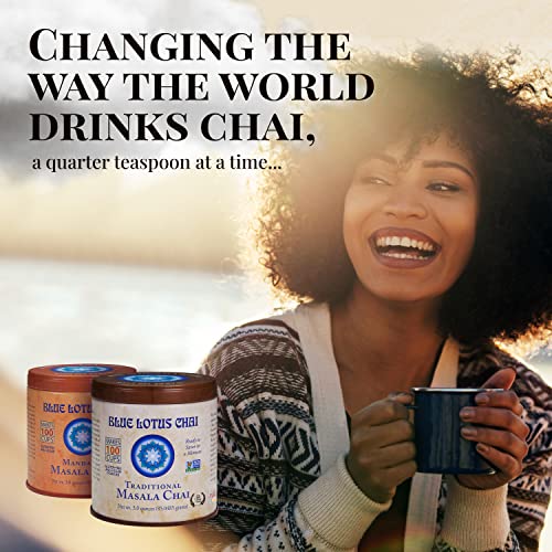 Blue Lotus Chai - Rooibos Flavor Masala Chai - Makes 65 Cups - 2 Ounce Masala Spiced Chai Powder with Organic Spices - Instant Indian Tea No Steeping - No Gluten by BLUE LOTUS