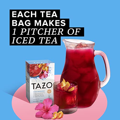Tazo Herbal Tea Iced Tea Bags For a Refreshing Cold Beverage Iced Passion Caffeine-Free, 6 count, Pack of 4 from Tazo