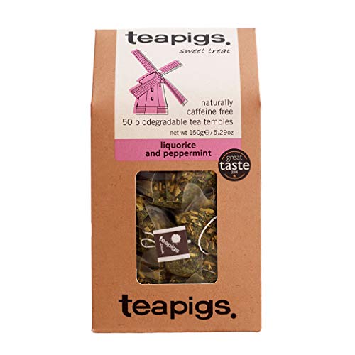 teapigs Liquorice and Peppermint Tea Bags Made With Whole Leaves, 50 Count, Sweet, liquorice, mint (5422) by teapigs