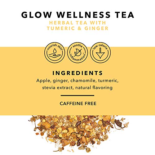 Pinky Up Glow Loose Leaf Wellness Tea | Antioxidant Bioactive Inflammation Fighter Herbal Tea Blend, Caffeine Free, Naturally Low Calorie & Gluten Free | 3.0 Ounce Tin, 25 Servings. from Pinky Up