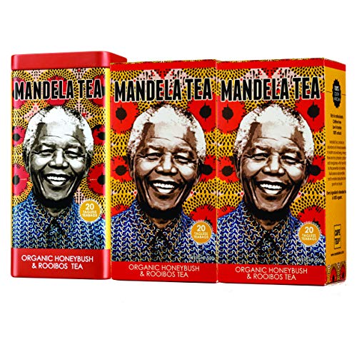 Mandela Tea Organic Honeybush & Rooibos Tea (60 Bags) | Red Herbal Tea from South Africa | Includes Stay Fresh Tin | No Calories or Caffeine | Antioxidant Rich All Natural Tea Leaves from Cape Tea Co.