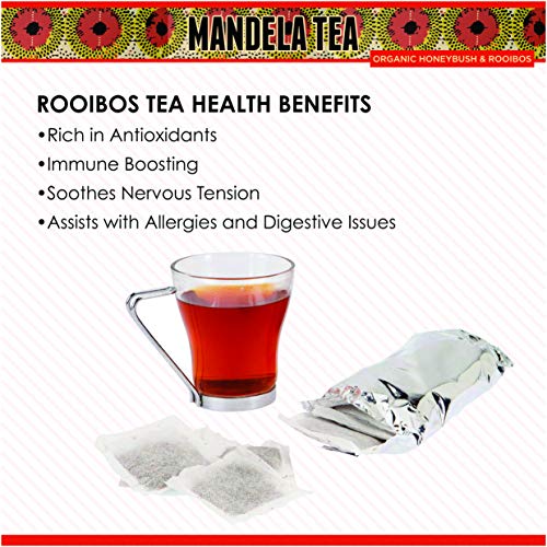 Mandela Tea Organic Honeybush & Rooibos Tea (60 Bags) | Red Herbal Tea from South Africa | Includes Stay Fresh Tin | No Calories or Caffeine | Antioxidant Rich All Natural Tea Leaves from Cape Tea Co.