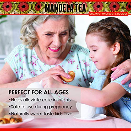 Mandela Tea Organic Honeybush & Rooibos Tea (60 Bags) | Red Herbal Tea from South Africa | Includes Stay Fresh Tin | No Calories or Caffeine | Antioxidant Rich All Natural Tea Leaves from Cape Tea Co.