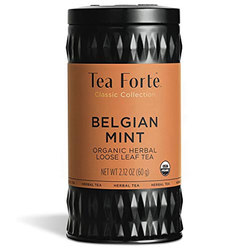 Tea Forte Organic Herbal Tea, Makes 35-50 Cups, 2.12 Ounce Loose Leaf Tea Canister, Belgian Mint by 