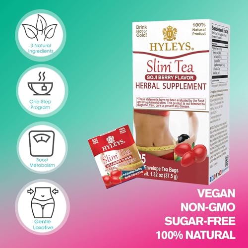 Hyleys Slim Tea Goji Berry Flavor - Weight Loss Herbal Supplement Cleanse and Detox - 25 Tea Bags (1 Pack) from HYLEYS Tea