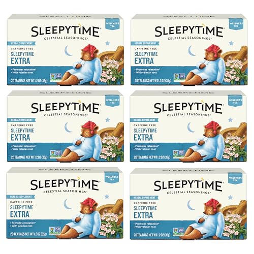 Celestial Seasonings Wellness Tea, Sleepytime Extra, Caffeine Free Sleep Tea, 20 Tea Bags (Pack of 6) by Celestial Seasonings