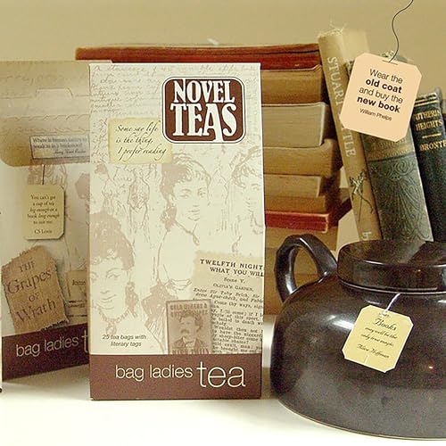Novel Teas contains 25 teabags individually tagged with literary quotes from the world over, made with the finest English Breakfast tea. by Bag Ladies Tea