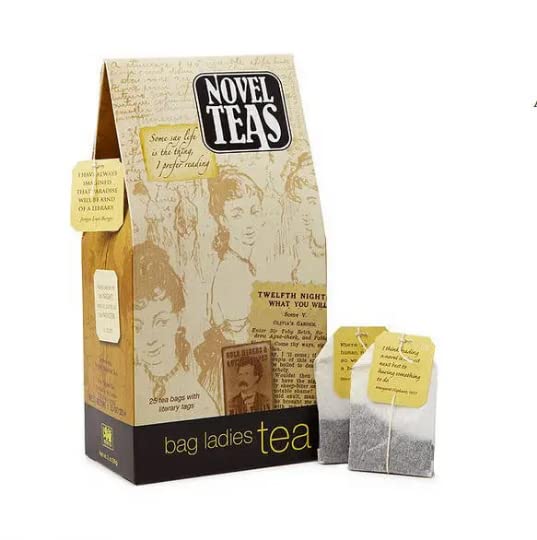 Novel Teas contains 25 teabags individually tagged with literary quotes from the world over, made with the finest English Breakfast tea. by Bag Ladies Tea