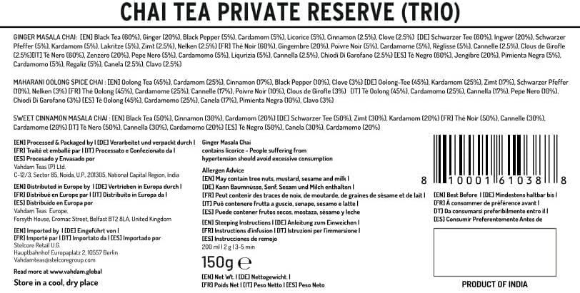 VAHDAM, Chai Tea Private Reserve Trio - 3 Teas in a Tea Sampler Gift Box | OPRAHâS FAVORITE TEA | 100% Natural Ingredients - Holiday Gifts for Women & Men | Christmas Gifts for Everyone by VAHDAM