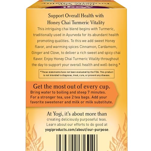 Yogi Tea - Honey Chai Turmeric Vitality (4 Pack) - Supports Overall Health - 64 Tea Bags by Yogi