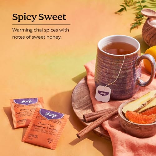 Yogi Tea - Honey Chai Turmeric Vitality (4 Pack) - Supports Overall Health - 64 Tea Bags by Yogi