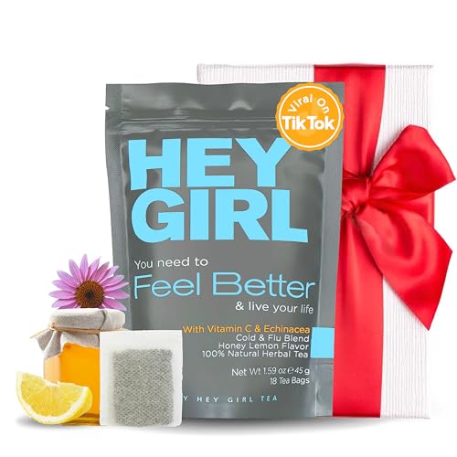 Feel Better Herbal Tea - Immune Support , Immune Booster w/ Echinacea , Elderberry , Vitamin C , Ginseng , Ginger - Thoughtful Gifts For Women by HEY GIRL