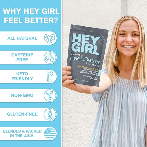 Feel Better Herbal Tea - Immune Support , Immune Booster w/ Echinacea , Elderberry , Vitamin C , Ginseng , Ginger - Thoughtful Gifts For Women by HEY GIRL