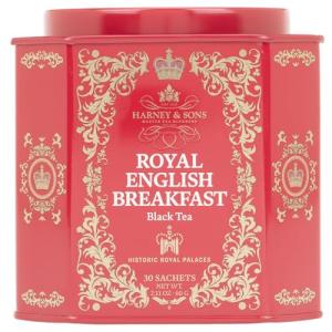 Harney & Sons Royal Tea Tin Blend of Black Teas, Great Present Idea Sachets, 2.67 Ozs, English Breakfast, 30 Count from Harney & Sons