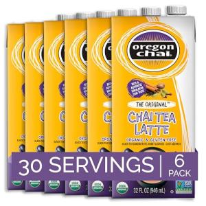 Oregon Chai, Organic and Gluten Free Chai Tea Latte Concentrate, The Original, 32 Ounce Boxes (Pack of 6) from Kerry