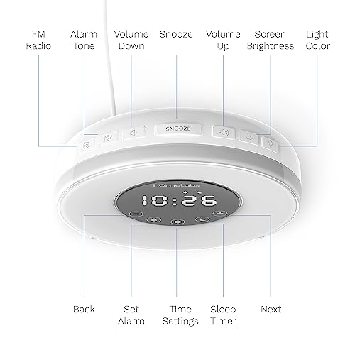 hOmeLabs Sunrise Alarm Clock - Digital LED Clock with 6 Color Switch and FM Radio for Bedrooms - Multiple Nature Sounds Sunset Simulation & Touch Control - with Snooze Function for Heavy Sleepers from hOmeLabs