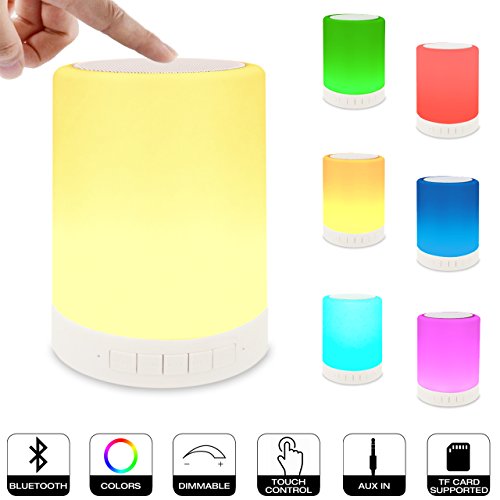 ZHOPPY Night Light Bluetooth Speakers, Touch Control Bedside Lamp Portable Table Lamp Color LED Outdoor Speaker Light Music Player Birthday Gifts by ZHOPPY