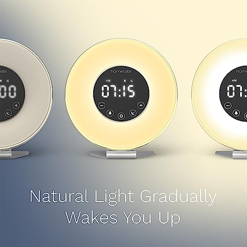 hOmeLabs Sunrise Alarm Clock - Digital LED Clock with 6 Color Switch and FM Radio for Bedrooms - Multiple Nature Sounds Sunset Simulation & Touch Control - with Snooze Function for Heavy Sleepers from hOmeLabs