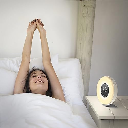 hOmeLabs Sunrise Alarm Clock - Digital LED Clock with 6 Color Switch and FM Radio for Bedrooms - Multiple Nature Sounds Sunset Simulation & Touch Control - with Snooze Function for Heavy Sleepers from hOmeLabs