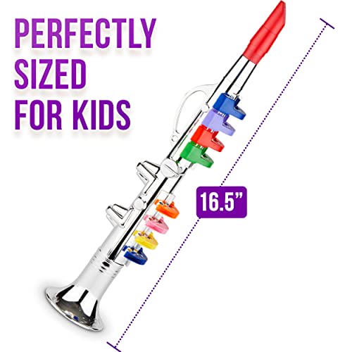 Click N' Play Clarinet with 8 Colored Keys, Metallic Silver