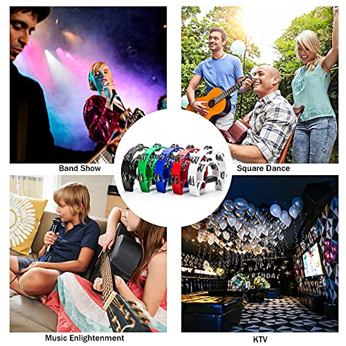 Double Row Tambourine, Musfunny Metal Jingles Hand Held Percussion Tambourine Musical Instrument Gifts for Kids and Adults (Green) from Musfunny