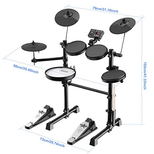 Asmuse Electronic Drum Set Kit for Adults Beginners with 8 inch Mesh Snare Electric Drum Set with Rim Shot and Cymbal Choke Function,USB MIDI Supported,2 Pairs of Drum Sticks &Headphone Set Included by Asmuse